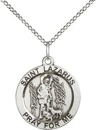 [4059SS/18SS] Sterling Silver Saint Lazarus Pendant on a 18 inch Sterling Silver Light Curb chain