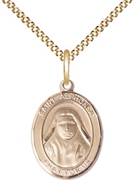[8406GF/18G] 14kt Gold Filled Saint Alphonsa Pendant on a 18 inch Gold Plate Light Curb chain