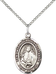 [8428SS/18SS] Sterling Silver Saint Maria Bertilla Boscardin Pendant on a 18 inch Sterling Silver Light Curb chain