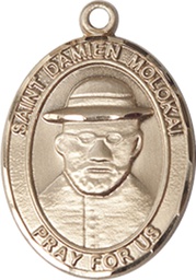 [8412GF] 14kt Gold Filled Saint Damien of Molokai Medal
