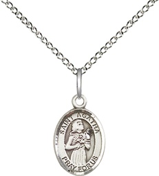 [9003SS/18SS] Sterling Silver Saint Agatha Pendant on a 18 inch Sterling Silver Light Curb chain