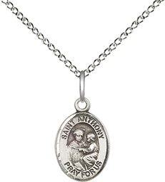 [9004SS/18SS] Sterling Silver Saint Anthony of Padua Pendant on a 18 inch Sterling Silver Light Curb chain
