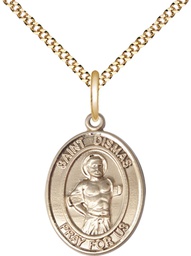 [8418GF/18G] 14kt Gold Filled Saint Dismas Pendant on a 18 inch Gold Plate Light Curb chain