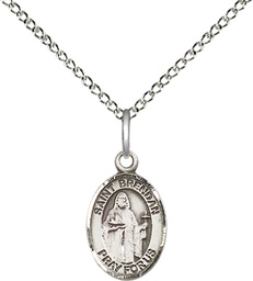 [9018SS/18SS] Sterling Silver Saint Brendan the Navigator Pendant on a 18 inch Sterling Silver Light Curb chain