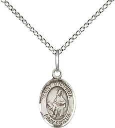 [9032SS/18SS] Sterling Silver Saint Dymphna Pendant on a 18 inch Sterling Silver Light Curb chain