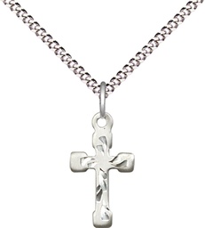 [2519SS/18S] Sterling Silver Cross Pendant on a 18 inch Light Rhodium Light Curb chain