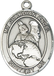 [8440SS] Sterling Silver Guardian Angel Protector Medal