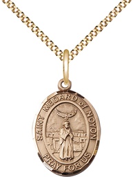 [8444GF/18G] 14kt Gold Filled Saint Medard of Noyon Pendant on a 18 inch Gold Plate Light Curb chain