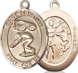 [8611GF] 14kt Gold Filled Saint Sebastian Swimming Medal