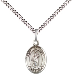 [9006SS/18S] Sterling Silver Saint Barbara Pendant on a 18 inch Light Rhodium Light Curb chain