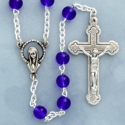 [967/BL] Rosary Glass Blue 6mm Round