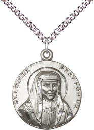 [1159SS/24SS] Sterling Silver Saint Louise Pendant on a 24 inch Sterling Silver Heavy Curb chain