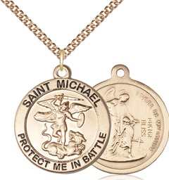 [1170GF1/24GF] 14kt Gold Filled Saint Michael Air Force Pendant on a 24 inch Gold Filled Heavy Curb chain