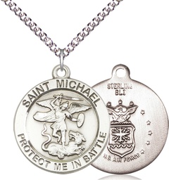 [1170SS2/24SS] Sterling Silver Saint Michael Army Pendant on a 24 inch Sterling Silver Heavy Curb chain