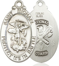 [1171SS5] Sterling Silver Saint Michael National Guard Medal