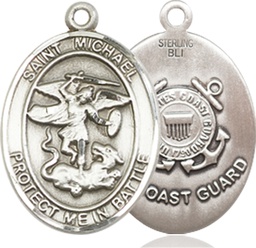 [1172SS3] Sterling Silver Saint Michael Coast Guard Medal