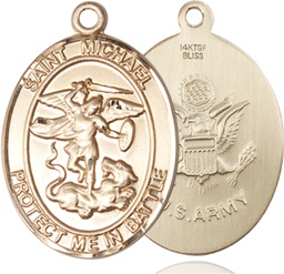 [1173GF2] 14kt Gold Filled Saint Michael Army Medal