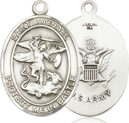 [1173SS2] Sterling Silver Saint Michael Army Medal