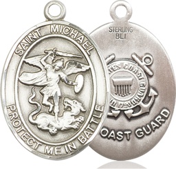 [1173SS3] Sterling Silver Saint Michael Coast Guard Medal
