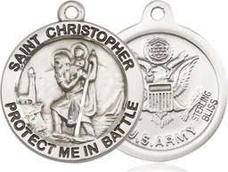 [1174SS2] Sterling Silver Saint Christopher Army Medal