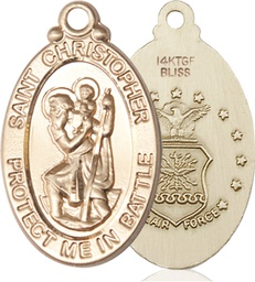 [1175GF1] 14kt Gold Filled Saint Christopher Air Force Medal