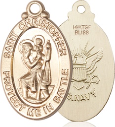 [1175GF6] 14kt Gold Filled Saint Christopher Navy Medal