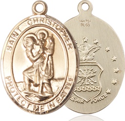 [1176GF1] 14kt Gold Filled Saint Christopher Air Force Medal