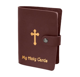 [HI-1624MR] Maroon Gold Stamped Leatherette Card Holder - P65