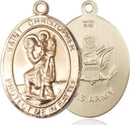 [1176GF2] 14kt Gold Filled Saint Christopher Army Medal
