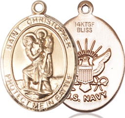 [1176GF6] 14kt Gold Filled Saint Christopher Navy Medal