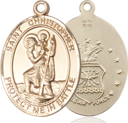 [1177GF1] 14kt Gold Filled Saint Christopher Air Force Medal