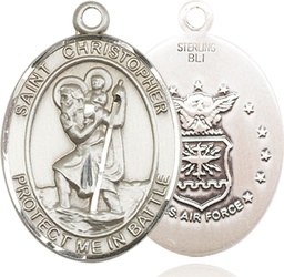 [1177SS1] Sterling Silver Saint Christopher Air Force Medal