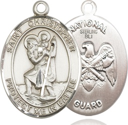 [1177SS5] Sterling Silver Saint Christopher National Guard Medal