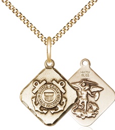 [1180GF3/18G] 14kt Gold Filled Coast Guard Diamond Pendant on a 18 inch Gold Plate Light Curb chain