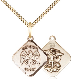 [1180GF5/18G] 14kt Gold Filled National Guard Diamond Pendant on a 18 inch Gold Plate Light Curb chain