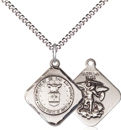 [1180SS1/18S] Sterling Silver Air Force Diamond Pendant on a 18 inch Light Rhodium Light Curb chain