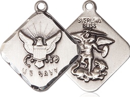 [1180SS6] Sterling Silver Navy Diamond Medal