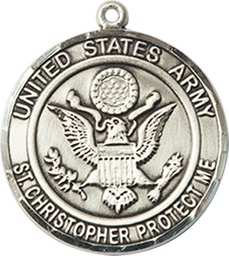 [1183SS2] Sterling Silver Army St Christopher Medal