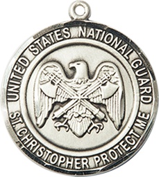 [1183SS5] Sterling Silver National Guard St Christopher Medal