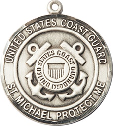[1184SS3] Sterling Silver Coast Guard St Michael Medal
