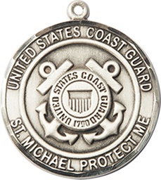[1185SS3] Sterling Silver Coast Guard St Michael Medal