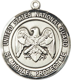 [1185SS5] Sterling Silver National Guard St Michael Medal