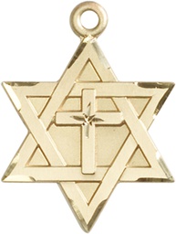 [1212YGF] 14kt Gold Filled Star of David w/ Cross Medal