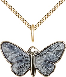 [1250GF/18G] 14kt Gold Filled Butterfly Pendant on a 18 inch Gold Plate Light Curb chain