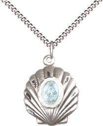 [1258SS/18S] Sterling Silver Miraculous Pendant on a 18 inch Light Rhodium Light Curb chain