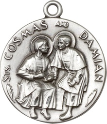 [1368SS] Sterling Silver Saints Cosmas &amp; Damian Medal