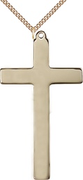 [1426GF/24GF] 14kt Gold Filled Choir Cross Pendant on a 24 inch Gold Filled Heavy Curb chain