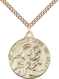 [1602GF/24GF] 14kt Gold Filled Saint Anthony Pendant on a 24 inch Gold Filled Heavy Curb chain