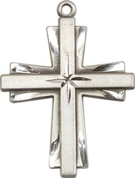 [0676YSS] Sterling Silver Cross Medal