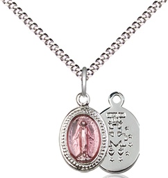 [0700PSS/18S] Sterling Silver Miraculous Pendant on a 18 inch Light Rhodium Light Curb chain